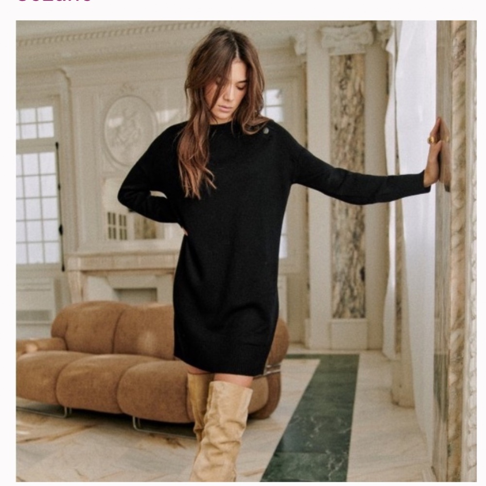 SEZANE Mathie 100% Merino Wool Sweater Dress - Picture 6 of 6